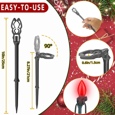 100 Pack 8.5"-10" C7 C9 Christmas Light Stakes for and String Lights,Outdoor Light Stakes,Yard