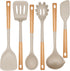 NCUE Large Non-stick Silicone Kitchen Utensils Set, 6 Pcs with Wooden Handle, BPA Free