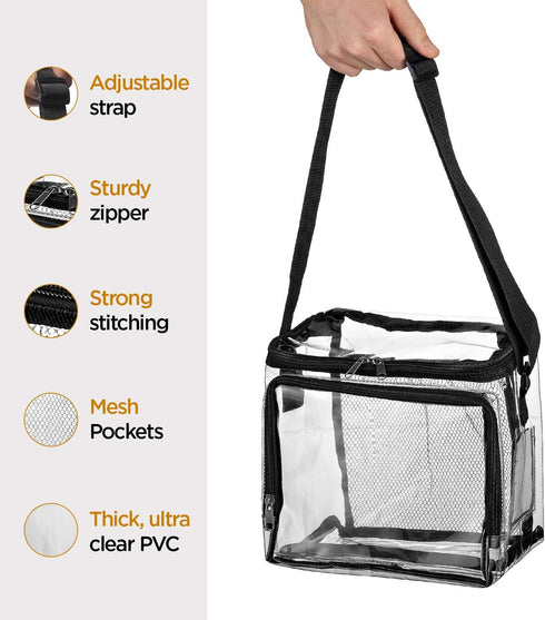 SP HOME GOODS Stadium Approved Clear Tote Bag with Adjustable Strap, See Through Zippered Lunch Bags
