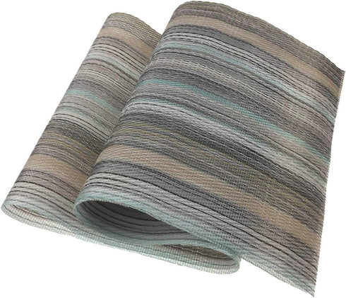 Aothpher Multi Color Rustic Farmhouse Stripe Table Runner, Square Heat Resistant PVC Non-Slip for Kitchen, Weddings,