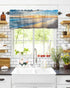 Hostline Sunset 42"x18" Valances Curtains for Living Room Beautiful Seascape Waves and Beach Semi Sheer Valance