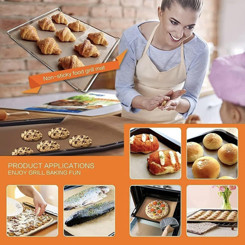 4 Pack Large Copper Oven Liners, 16x24 Inch Thick Heavy Duty Non-Stick Teflon Mats for Ovens and Grills