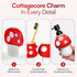 Set Mushroom Bathroom Decor Ceramic Soap Dispenser, Toothbrush Holder, Canister, and Soap Dish with Bamboo Accessories