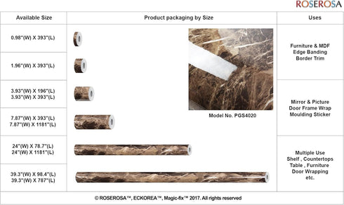 ROSEROSA Peel and Stick PVC Faux Marble Wallpaper, Self-Adhesive Covering for Counter Top Shelf Liner PGS4020