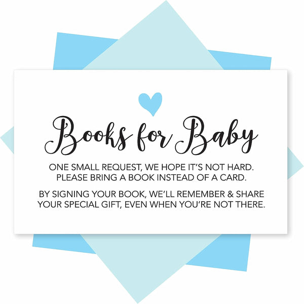 Hadley Designs 25 Books for Baby Shower Request Cards - Blue Baby Shower Invitation Inserts