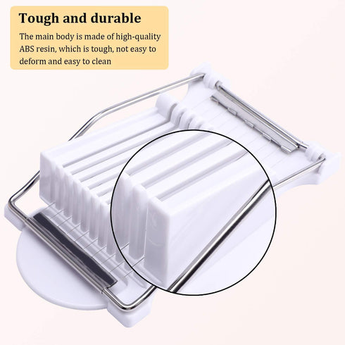 NVTED Luncheon Meat Slicer, Boiled Egg, Fruit, Soft Cheese Cutter, Stainless Steel Wires, Cuts 10 Slices, White