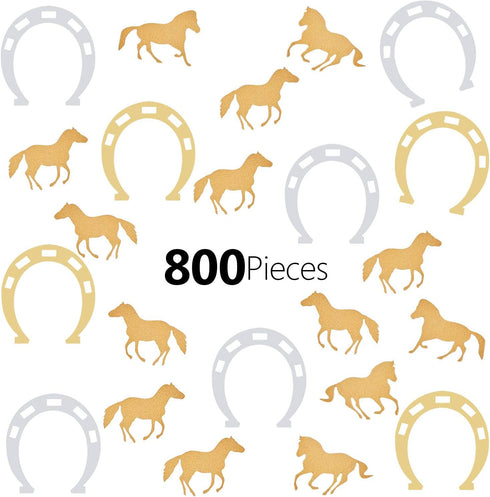 800 Pieces Horseshoe Confetti Decorations - Horse Party Accessories for Birthday, Derby Day Party Supplies