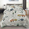 Comforter Set with Pillowcase Twin Size, Cute Forest Car Train City Map,