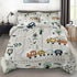 Comforter Set with Pillowcase Twin Size, Cute Forest Car Train City Map,