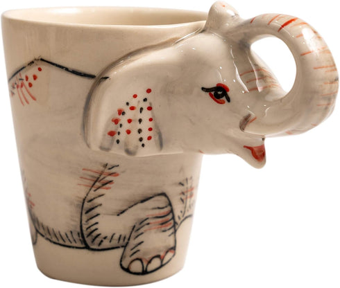 IYARA CRAFT 3D Elephant Coffee Mug 11oz - Sculpted Trunk Handle, Quality Ceramic, Microwave & Dishwasher Safe