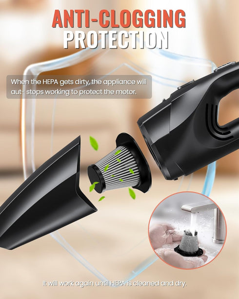 TEMOLA Handheld Vacuum Cordless, 12000Pa Portable Car Vacuum with Brushless Motor, Lightweight Handheld Cleaner