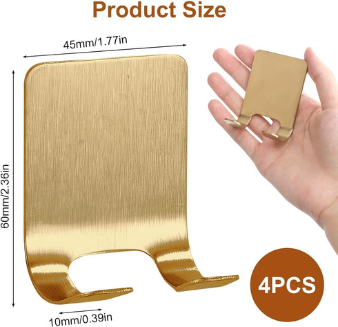 4 Pcs Gold Razor Loofah Holder for Shower Self Adhesive Waterproof Shaver Hooks Waterproof for wall Metal Heavy Duty