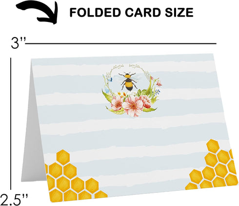 Bee Table Place Cards, 25 Pack Blank Buffet Signs for Baby Showers, Weddings, Bridal Shower Banquets, Bumblebee Favor