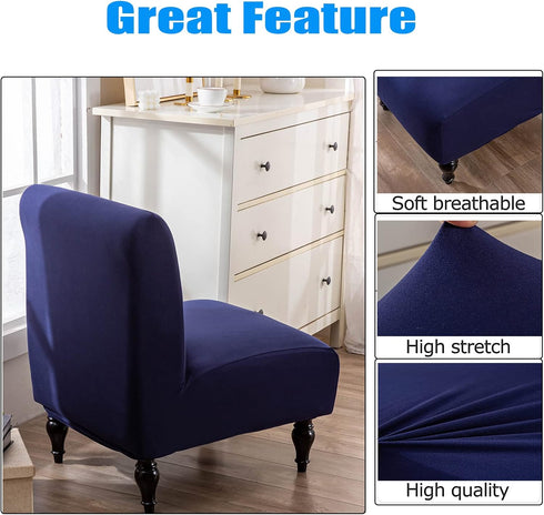 Armless Accent Slipper Chair Covers, Stretch Living Room Slipper Chair Slipcover Spandex Jacquard Fabric Removable