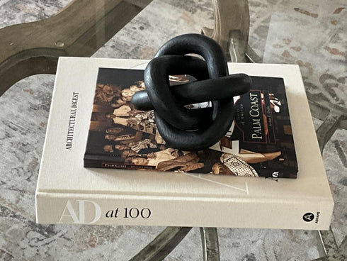 3-Link Wood Chain Link Coffee Table Decor, Black Wooden Knot Decor for Coffee Table Farmhouse Decortive for Home Boho