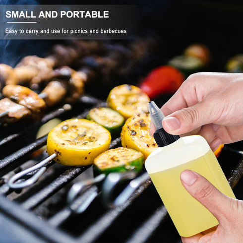 6 Pack Mini Squeeze Bottles for Liquids for Camping Kitchen, Camping Cooking, 4oz Mini Oil Bottles, Small Liquid Containers Leak Proof, Travel Oil Bottle by RAMFIYN