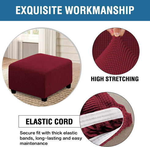 ADPON Square Ottoman Covers Ottoman Slipcovers Folding Storage Stool Protector Elastic Bottom Stretch High Spandex