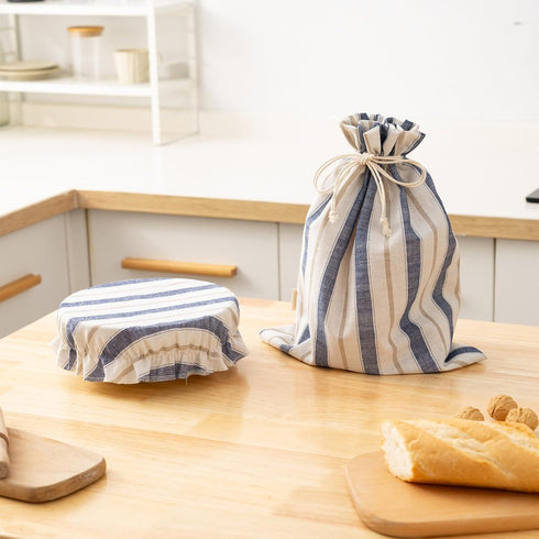 Bread Bags for Homemade Sourdough, Reusable Linen Storage Bag with Bowl Cover, Plastic Lined, Bread Proofing Cover