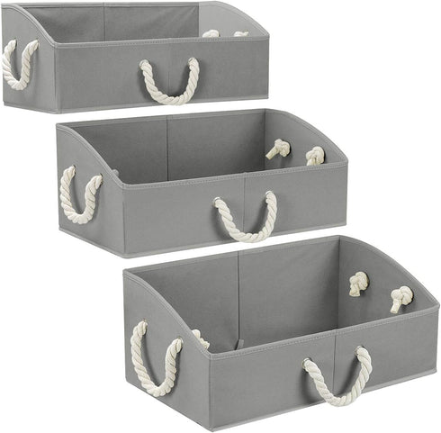 Sorbus Storage Bins, 3-Pack Fabric Storage Baskets, Foldable Closet Organizer Trapezoid Box (Grey)