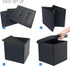LotFancy Foldable Storage Ottoman, Small Leather Bench with Storage, 13x12x12 Inches, Holds up to 260 lb, Black