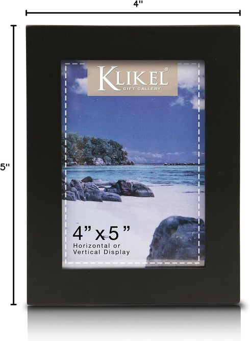 Klikel 4x5 Picture Frame - Black Wooden Photo Frame with Glass Protection, Ready for Display