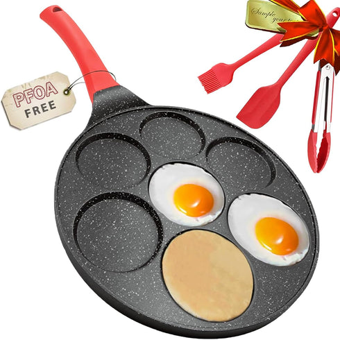 Small Egg Frying Pan, Nonstick Mini Pancake Maker, Aluminum Pancake Pan with 7 Molds