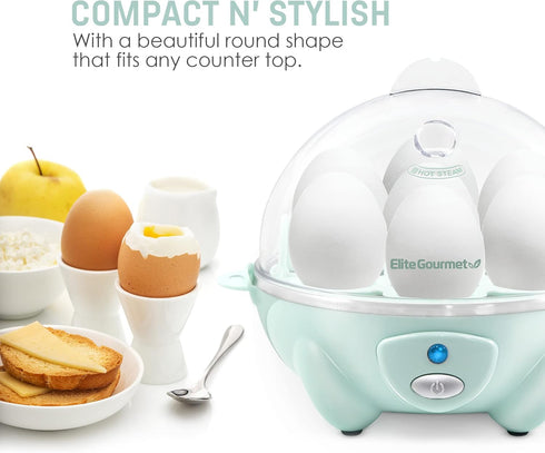 Elite Gourmet Easy Electric 7 Egg Capacity Soft, Medium, Hard-Boiled Cooker Poacher, Scrambled, Omelet Maker with Auto Shut-Off and Buzzer, BPA Free by Elite Gourmet