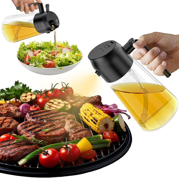Oil Sprayer for Cooking,2 in 1 Olive Oil Dispenser Bottle for Kitchen,16oz/470ml