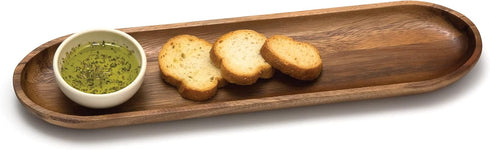 Lipper International Acacia Wood Bread Cutting and Serving Board with Ceramic Dipping Bowl