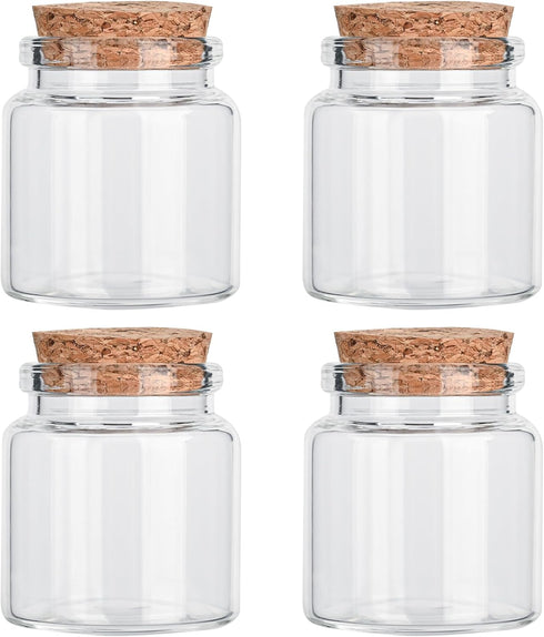 4PCS 50ml Small Empty Glass Bottle with Cork Stopper, Jars for DIY Art Crafts Projects Decoration Party Supplies
