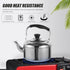 KALLORY 1pc Stainless Steel Teapot, Camping Water Kettle, Stainless Steel Tea Kettle for Stove Top