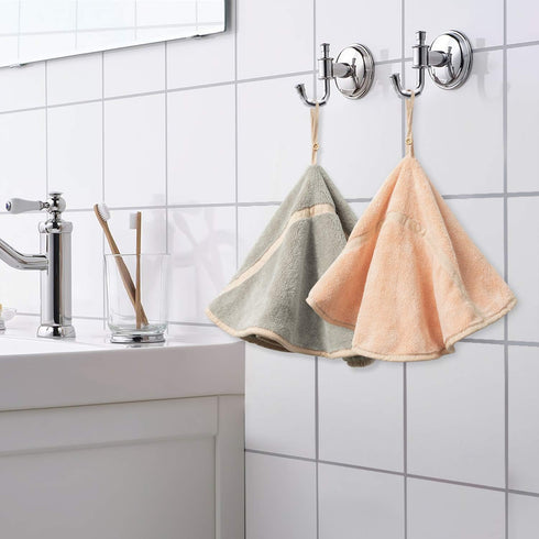 R HORSE 4Pcs Hanging Hand Towels, Soft Thick Absorbent Coral Fleece Bathroom Hand Towels for Kitchen & Bathroom (4