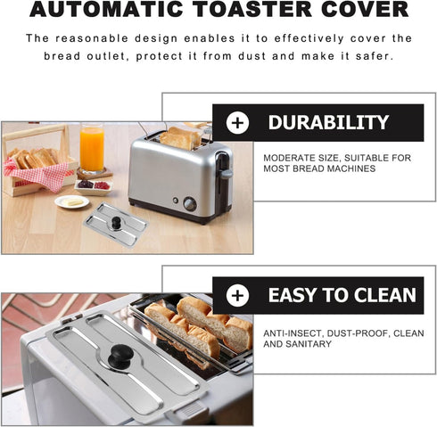 Slice Toaster Lid, 2 Slice Toaster Cover, Stainless Steel Appliance Cover for Bread Machine