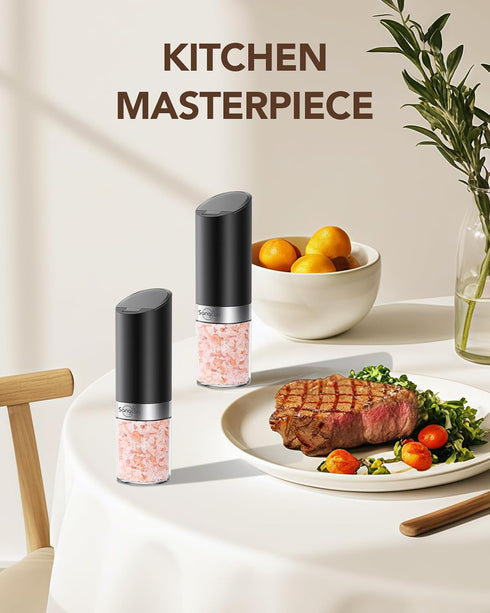 Set Operated(4 Set Sangcon Gravity Electric Salt and Pepper Grinder with Dust Cover, Battery AAA), Large Capacity