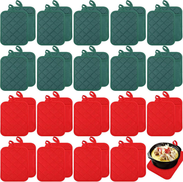 Hoolerry 20 Pieces Pot Holders with Pocket Sublimation 7x9'' Cotton Oven Pot