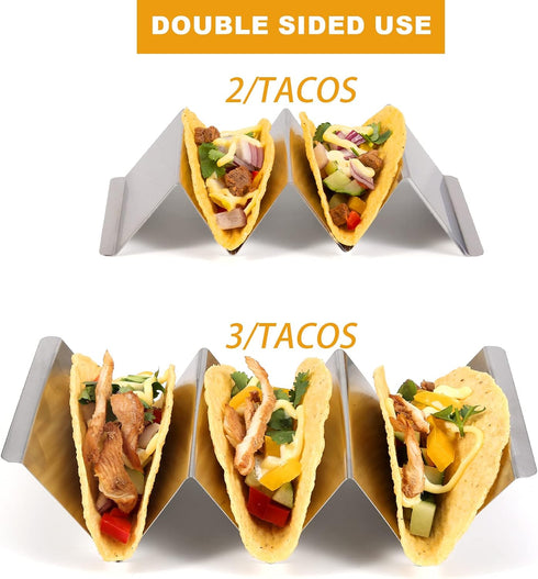 Taco Holders Set of 6, Stainless Steel Taco Stand with Easy-Access Handle, Oven Safe for Baking, Dishwasher Safe