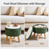 13 Inch WBD023GR IBUYKE Foot Stool Ottoman with Storage, Round Small Foot Rest with Padded Seat and Wood Legs, PU Faux