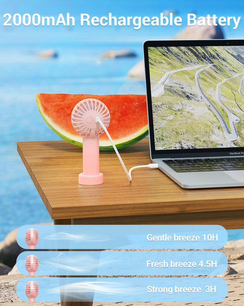 SWEETFULL Mini Portable Fan Powerful Handheld Fan Rechargeable,3 Speeds Personal Small Hand Fan for Travel Makeup Eyelash Fan for Stylish Kids Girls Women USB Cute Design by SWEETFULL