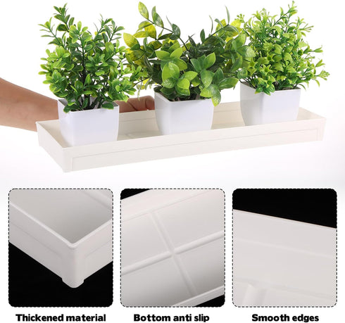 FMOACEN 5 2 PCS Plastic Plant Tray Saucer with Removable Drain Plugs Rectangular Window Sill Drainage Tray for Indoors