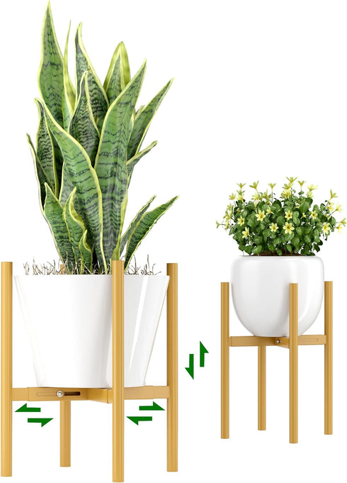 EKNITEY Adjustable Plant Pot Stand: Indoor Outdoor Modern Flower Holder Metal Plant