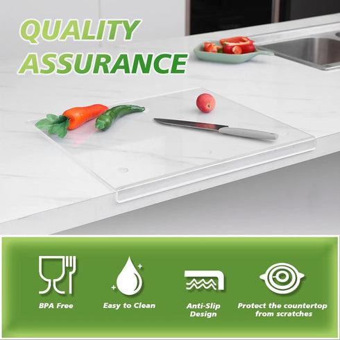 Acrylic Cutting Board with Counter Lip, 2024 Upgraded Thicker Clear Cutting Board, 17X13 Inch for Kitchen