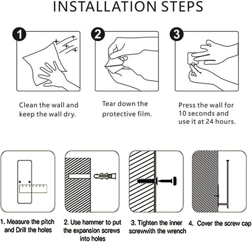 Pink Paper Towel Holder, Self Adhesive or Drilling Under Cabinet Paper Towel Rack, Wall Mounted (Pink)