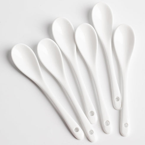 6PCS Porcelain White Coffee Spoons, Espresso Spoons for Tea, Sauce, Desserts