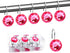 BEAVO Acrylic Fashion Decorative Home Rolling Shower Curtain Hooks, Set of 12 Rings, Pink