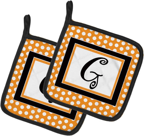 Caroline's Treasures Letter G Initial Monogram Pair of Pot Holders, Kitchen Heat Resistant, 7.5 x 7.5