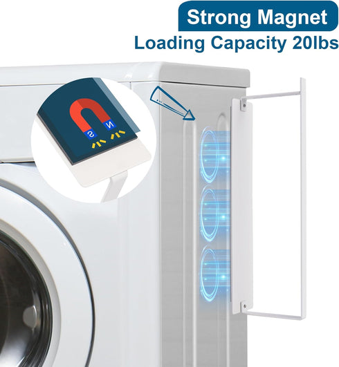 Magnetic Hanger Organizer Stacker, Clothes Hanger Storage Rack for Closet Laundry Room Washing Machine, White