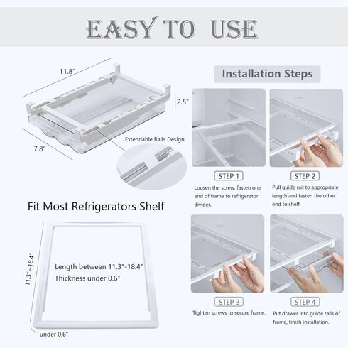 Large Capacity Refrigerator Organizer Bins, Clear Plastic Egg Holder Tray, Home Essentials Storage Box