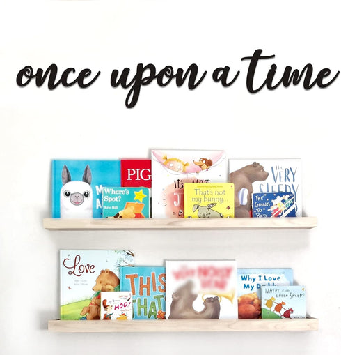 Huray Rayho Once Upon a Time Wood Sign - Nursery Wall Decor for Family Bookshelf, Baby Shower Gift
