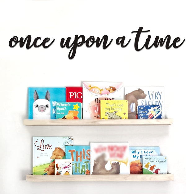 Huray Rayho Once Upon a Time Wood Sign - Nursery Wall Decor for Family Bookshelf, Baby Shower Gift