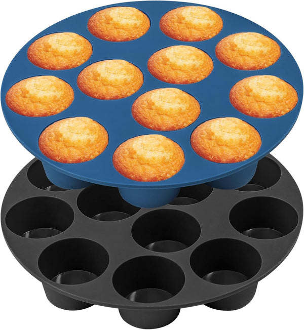 Webake Silicone Air Fryer Muffin Pan, Nonstick 1.8 Inch Mini Muffin Tin, Set of 2, 12-Cavity